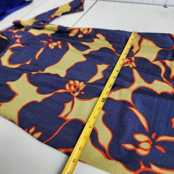 Ann Taylor LOFT Floral Knee Length Dress Navy Blue Green Orange 3/4 Sleeve 0P - Picture 10 of 14